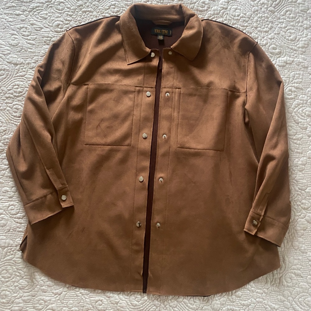 Truth Faux Suede snap closure shirt/jacket Plus size